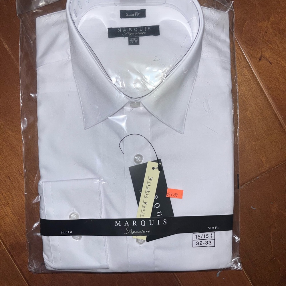 Marquise Men's Classic White Dress Shirt